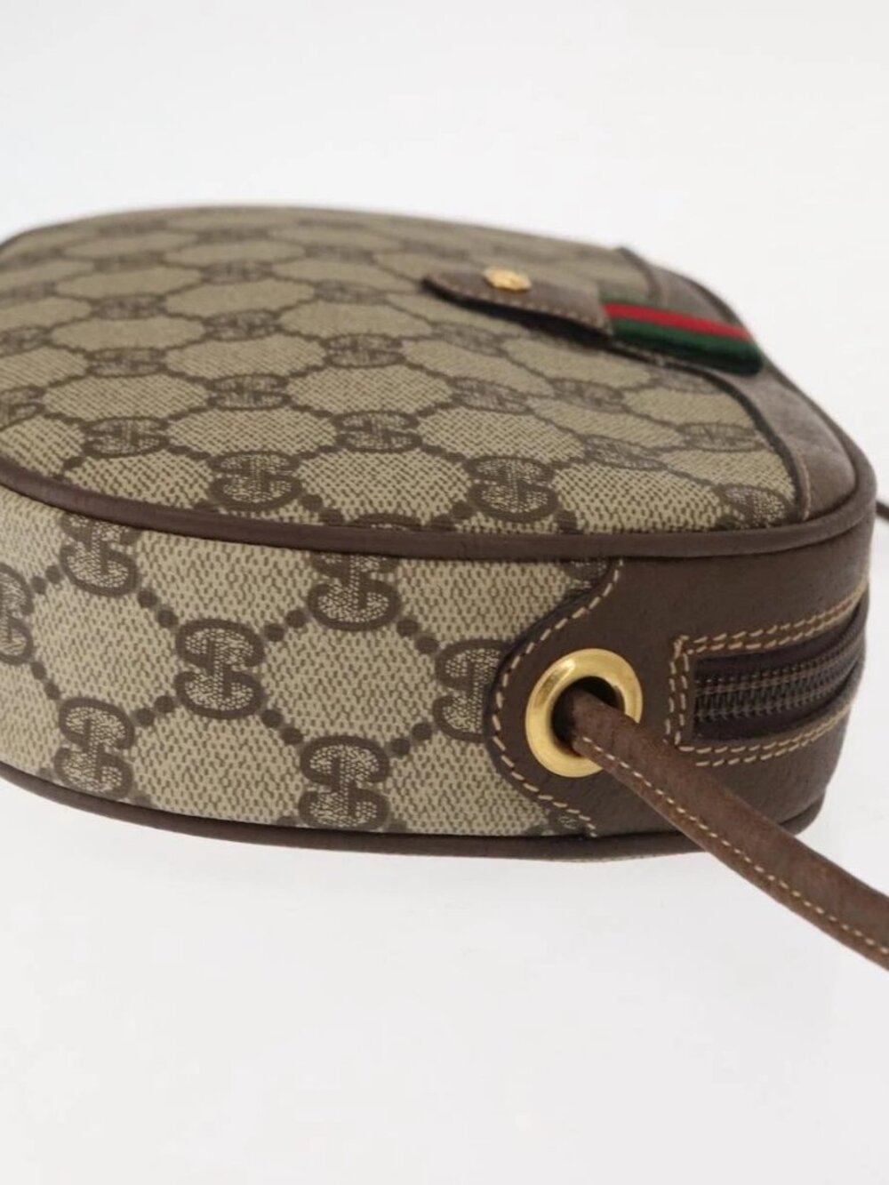 GUCCI GG Supreme Web Sherry Line Bag PVC Beige 007 58 6112 4023 Auth 148252 - Picture 6 of 16